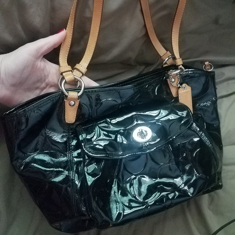 coach "Leah" embossed patent Leather handbag